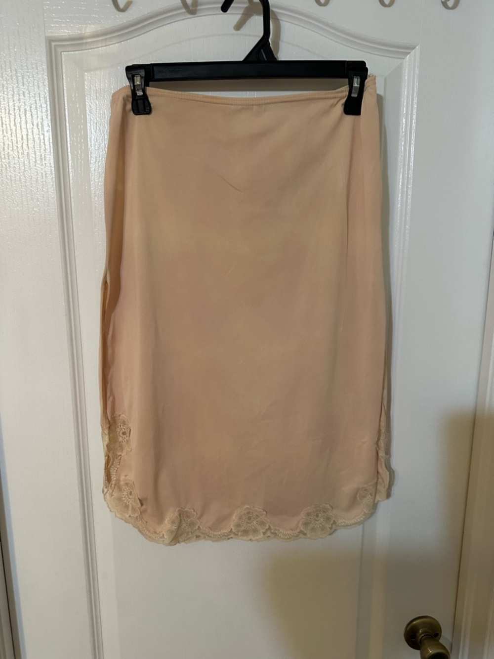 Vintage Shadowline Lace Trim Half Slip Skirt Nude Size S